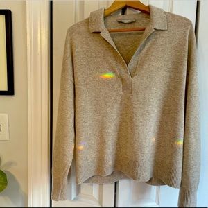 Everlane New Design - Long Sleeved Cashmere Polo in Oatmeal